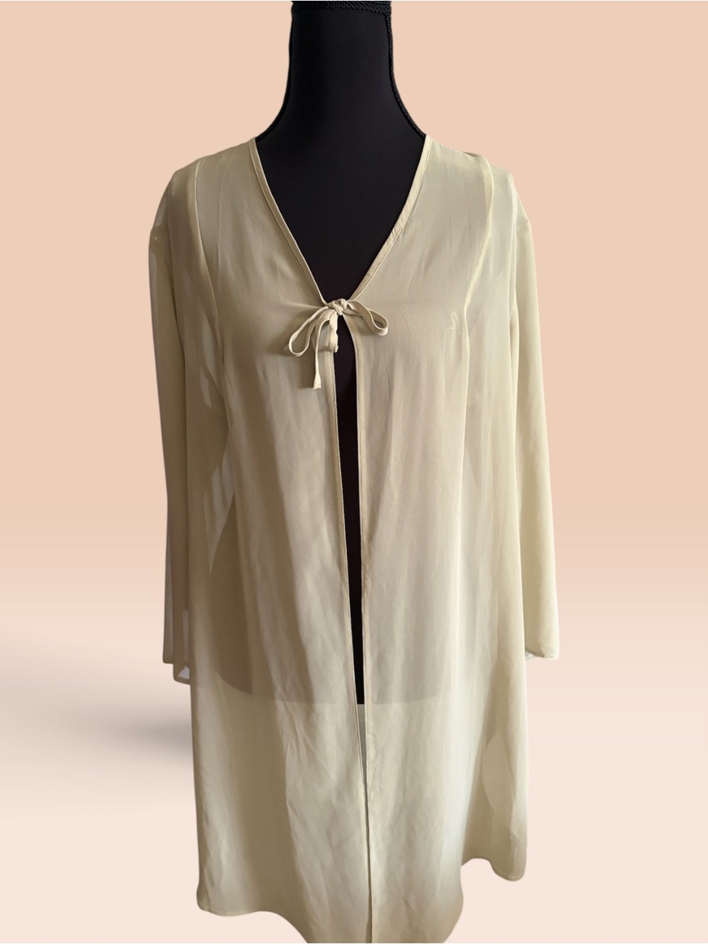 Sheer Tie-Front Robe - Olive Green